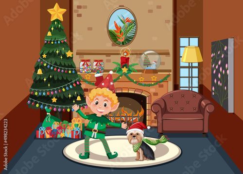 Christmas theme with elf and dog