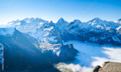 Mountain scenery in the Swiss Alps. Mountains peaks. Natural landscape. Mount...