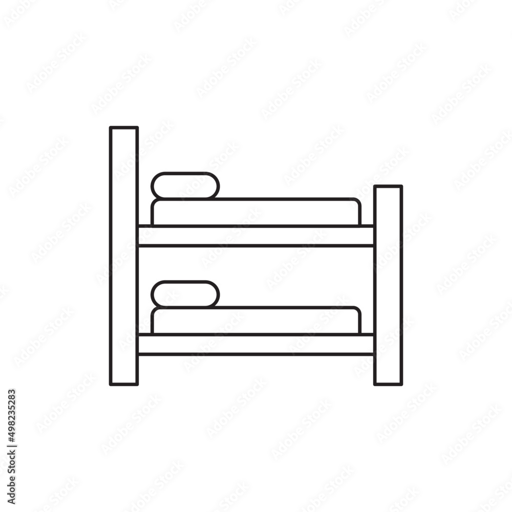 Accommodation bunk bed icon line style icon, style isolated on white background Accommodation bunk bed icon line style icon, style isolated on white background