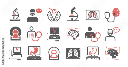 Medical diagnostic icons set. Health center. Vector sign for web graphics.