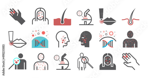 Dermatology. Line icons set. Vector signs for web graphics.