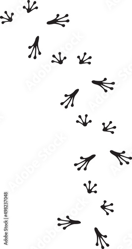 Frog footprints black and white. Vector illustration.