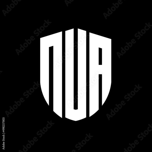 NUA letter logo design. NUA modern letter logo with black background. NUA creative  letter logo. simple and modern letter logo. vector logo modern alphabet font overlap style. Initial letters NUA  photo