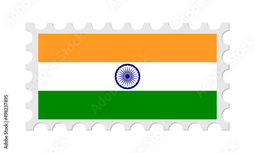 India Postage Stamp With Shadow. Vector illustration.