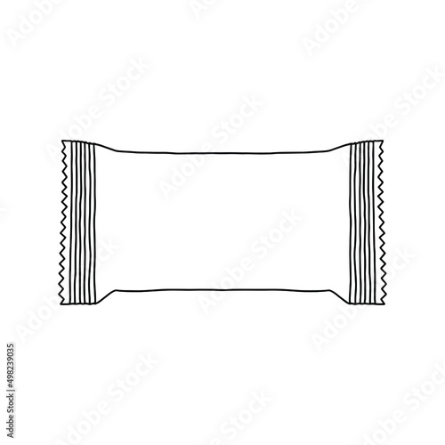 Linear packaging for candy or chocolate bar. Packing outline mockup.