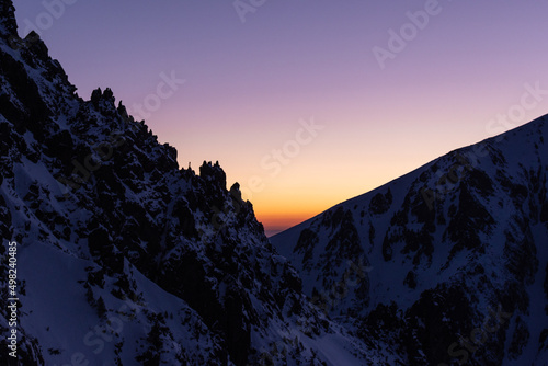 Winter sunet in snowy High Tatras national park in Slovakia