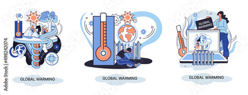 Global warming metaphor, human climate change, emissions destroy atmosphere and air, natural disaster, deforestation, global heating, lack of plants and drought. Environmental catastrophe on planet