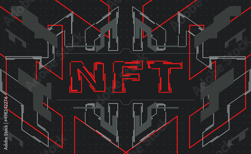 Nft non fungible token futuristic concept.