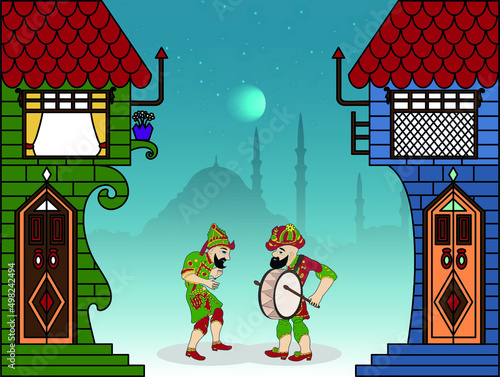 Karagoz and hacivat, ramadan drummer, ramadan, shadow game, islamic, ramadan kareem, gölge oyunu, puppet, ramadan mubarak, osmanlı, drummer, drum, Ramazan Davulcusu, Ottoman, playing drum, muslim