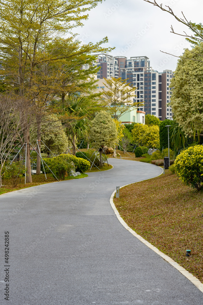 curved outdoor pathway in a park