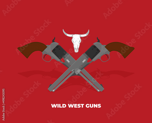 Flat vector illustration of antiquated American Gun.