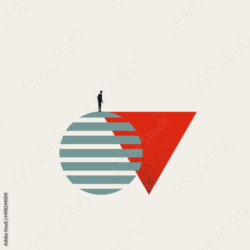 Global economy recession, business vector concept. Symbol of decline, depression, crash. Minimal illustration.