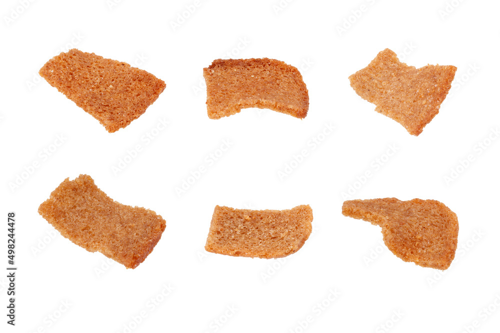 set of rye crackers isolated on white background set of rye crackers isolated on white background