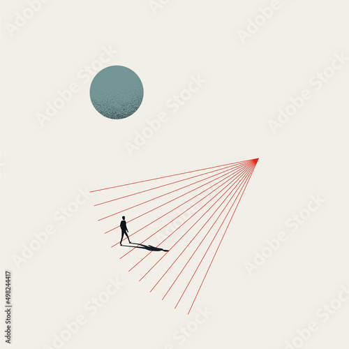 Business goal, objective, vector concept. Symbol of mission, ambition, motivation, challenge. Minimal illustration.