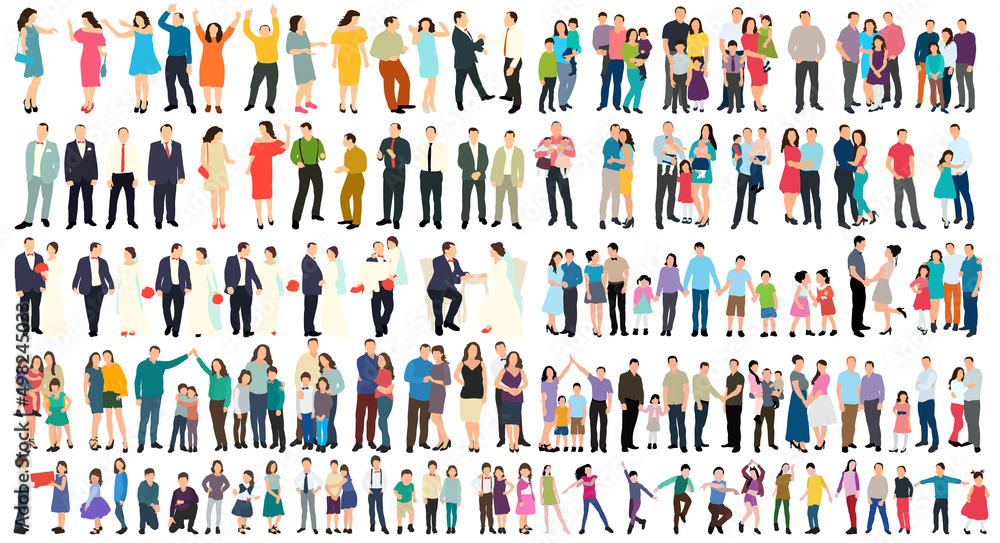 people set flat design, isolated, vector