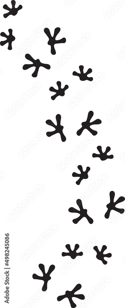 Lizard footprints black and white (print track). Vector illustration. - obrazy, fototapety, plakaty 