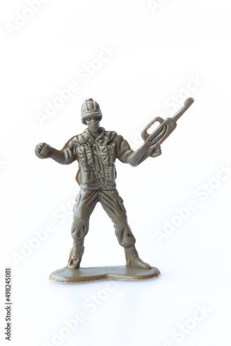 Toy soldier isolated on white background.