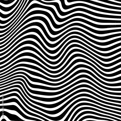 Raster Illustration.Black and white stripes made in illustrator and rasterized.Stripes pattern for backgrounds.Abstract Black and White Abstract Lines.Abstract pattern of wavy stripes or rippled 3D.