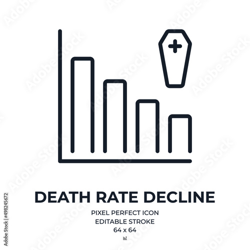 Death rate decline concept editable stroke outline icon isolated on white background flat vector illustration. Pixel perfect. 64 x 64. photo