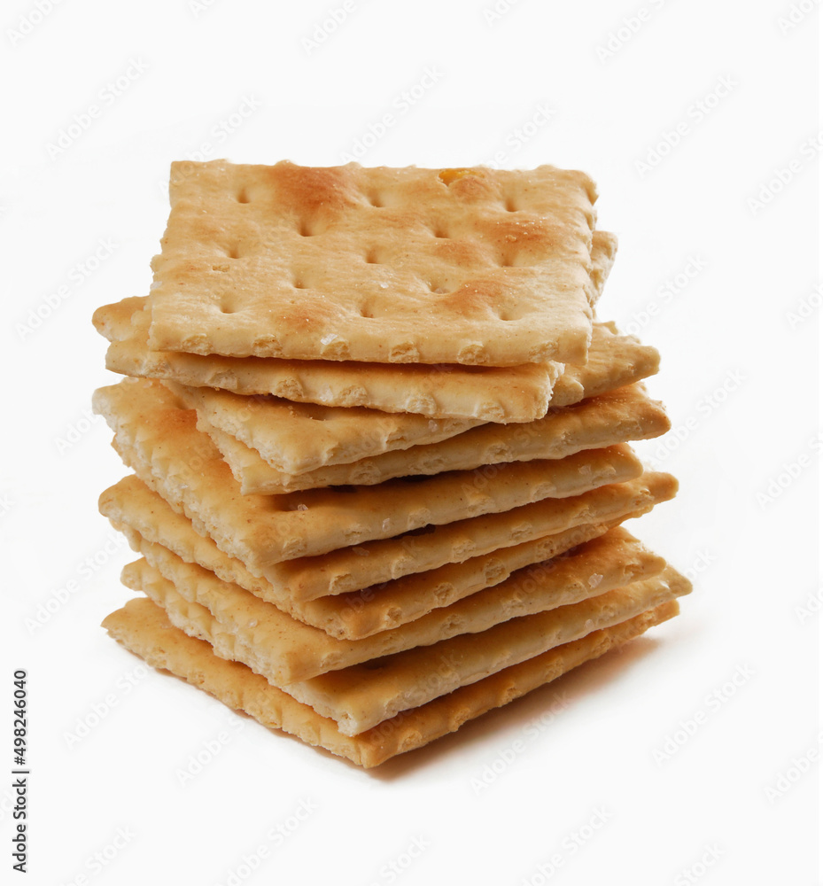 Stack of cracker soda isolated on white background. Stack of cracker soda isolated on white background.