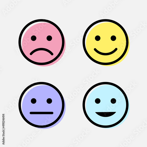 Color smiley icon with different gesture icon isolated flat design vector illustration.