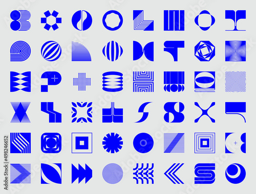 Logo Modernism Aesthetics Vector Abstract Shapes Collection Made With Minimalist Geometric Forms And Figures