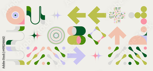 Digital Collage Graphics Pattern Made With Generative Art Elements And Vector Geometric Shapes