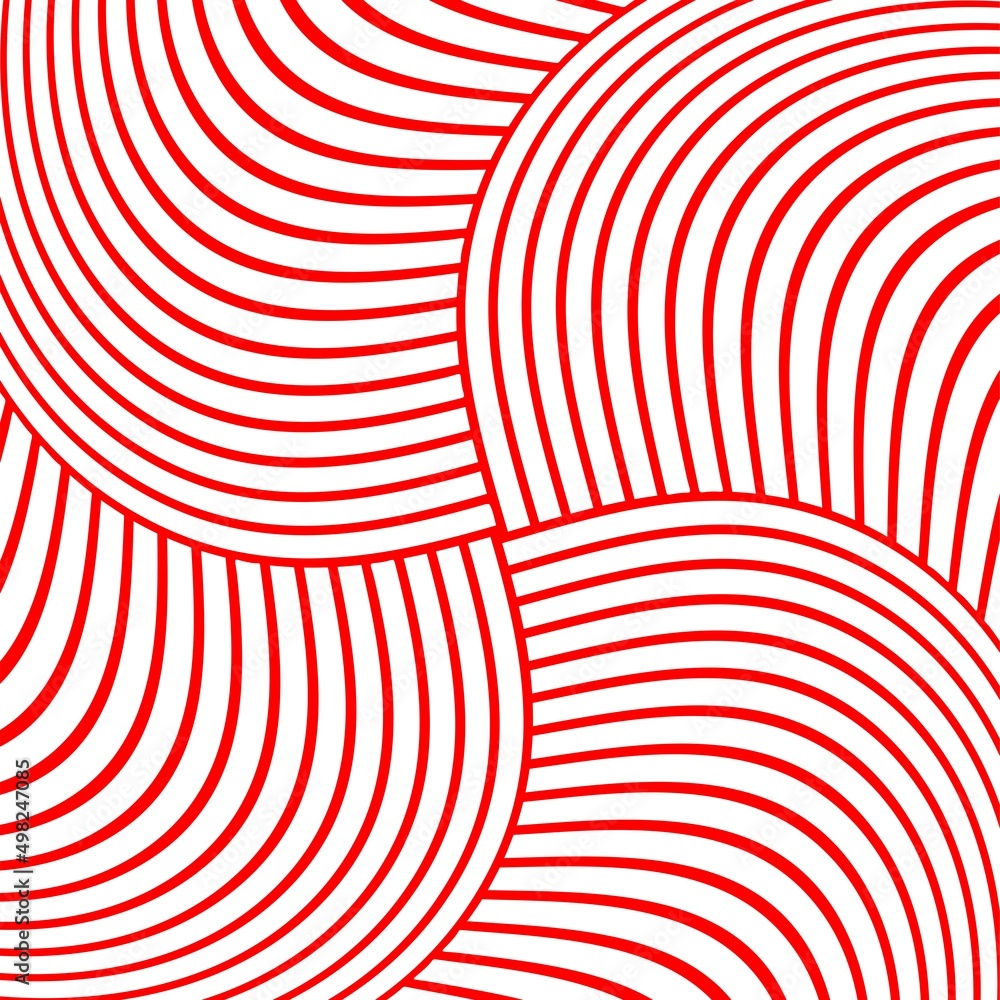 Abstract pattern of wavy stripes or rippled 3D relief Red and white lines background. Vector twisted curved stripe modern trendy.3D visual effect, illusion of movement, curvature. Pop art design. Abstract pattern of wavy stripes or rippled 3D relief Red and white lines background. Vector twisted curved stripe modern trendy.3D visual effect, illusion of movement, curvature. Pop art design.