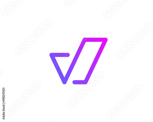 Letter V with check mark logo icon design template elements