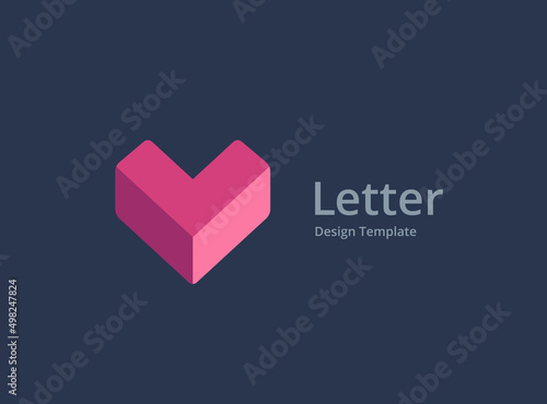Letter V with heart logo icon design template elements