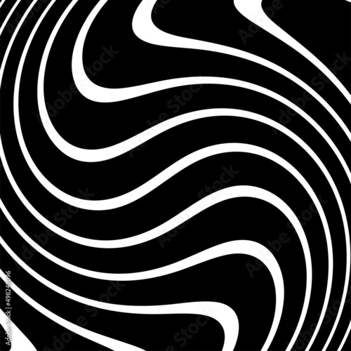 Abstract Black and White Geometric Pattern with Waves. Striped Structural Texture. Raster Illustration.Black and white stripes made in illustrator and rasterized.Stripes pattern for backgrounds. © vandana