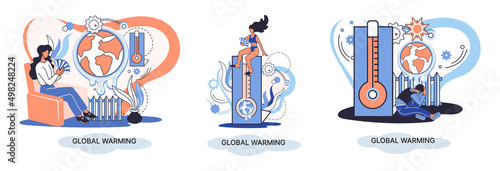 Global warming metaphor, human climate change, emissions destroy atmosphere and air, natural disaster, deforestation, global heating, lack of plants and drought. Environmental catastrophe on planet