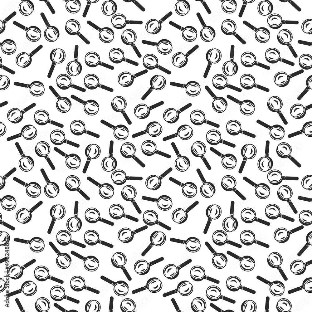 Seamless loupe pattern. Magnifier glass. Research background. Vector illustration.