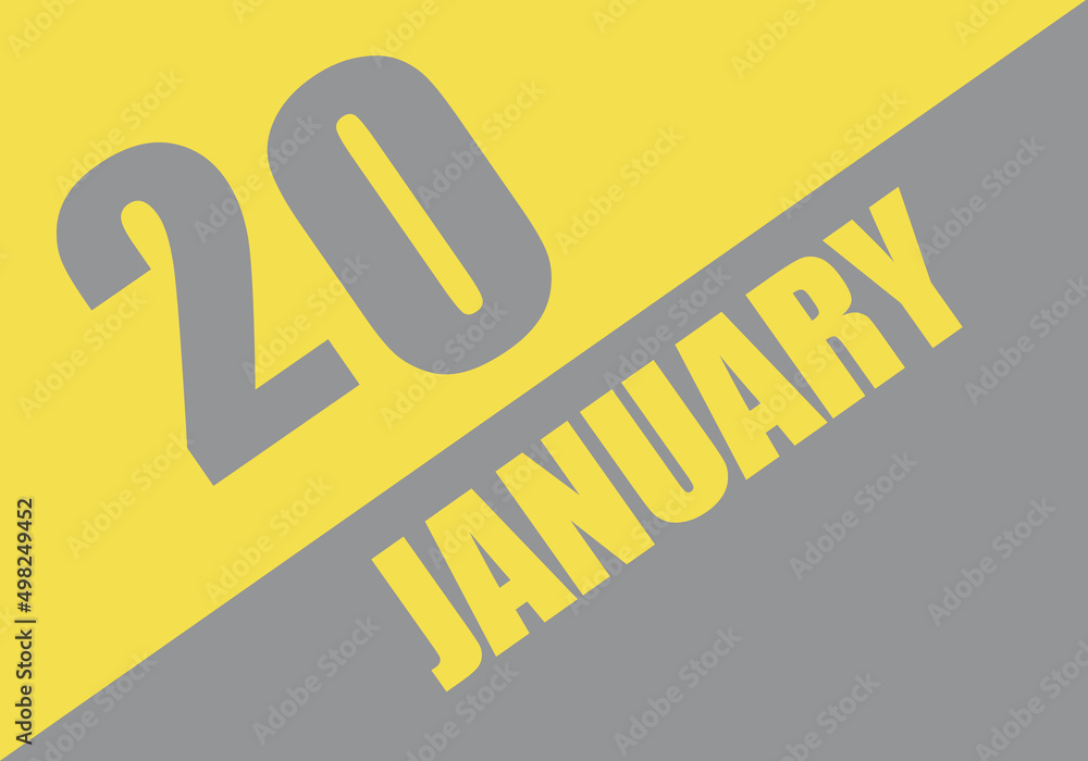 Calendar trendy colors 2021, 20 january. Background and lettering Ultimate Gray and Illuminating Calendar trendy colors 2021, 20 january. Background and lettering Ultimate Gray and Illuminating