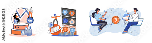 Cryptocurrency bitcoin mining metaphor Blockchain exchange platform. Cyber banking procedures, bitcoin trading, wallet. Ecurrency transactions. Digital currency, cryptocurrency market, hidden mining