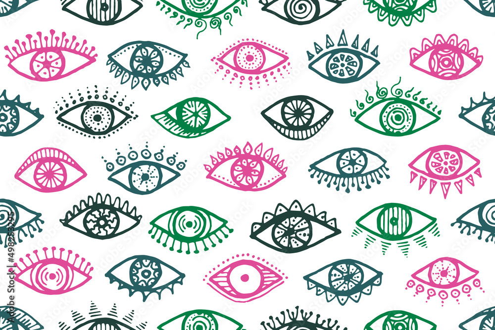 Hand drawn human eyes psychedelic seamless Hand drawn human eyes psychedelic seamless