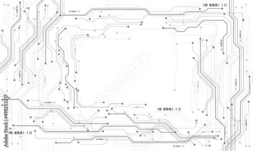 Abstract black grey circuit cyber technology futuristic on white design modern creative background vector