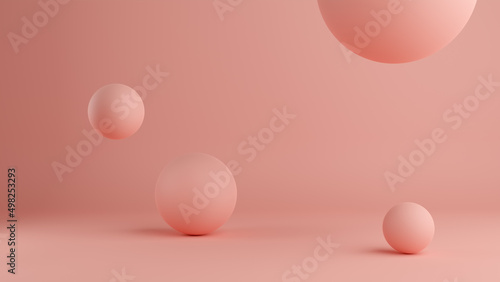 Fototapeta Naklejka Na Ścianę i Meble -  Abstract 3d rendering of pink spheres on pink background.