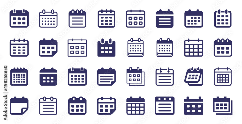 Calendar icon collection isolated on white background. Appointment and schedule symbol. Calendar icon collection isolated on white background. Appointment and schedule symbol.