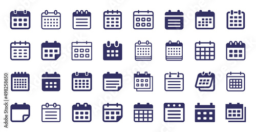 Calendar icon collection isolated on white background. Appointment and schedule symbol.