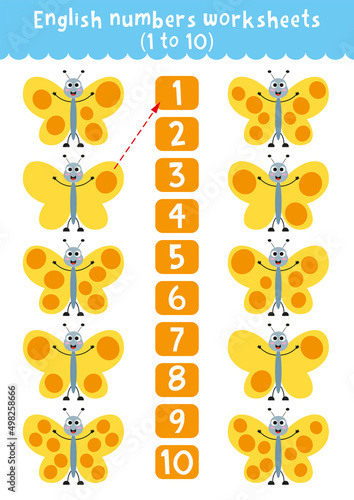 Worksheet  on numbers for children. Counting worksheet. Odd and even numbers. Educational children's game.
