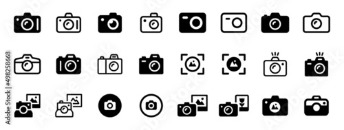 Photo camera icon collection. Snapshot icon. Film camera symbol vector illustration.