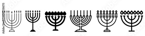 Big Menorah vector icon set. hanukkah illustration sign collection. candle symbol or logo.