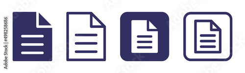 Document icon set. Page icon. Paper file symbol vector illustration.