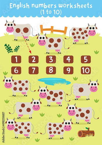 Worksheet  on numbers for children. Counting worksheet. Odd and even numbers. Educational children's game.