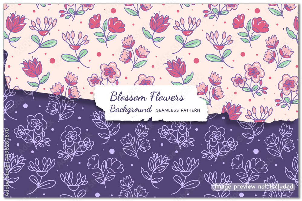 Blossom Flowers Background Seamless Pattern