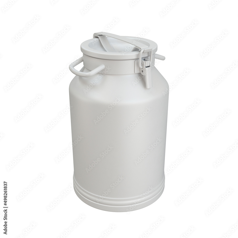 Milk can white on a white background, 3d render Milk can white on a white background, 3d render