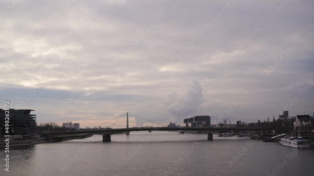 Rhine river in Cologne Germany on sunset day with beautiful sky Rhine river in Cologne Germany on sunset day with beautiful sky