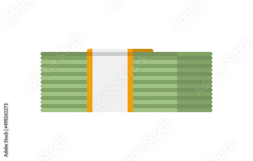 Banking usd paper currency pack stack icon vector isometric illustration. Stack cash money dollar commercial economy financial investment side view. Banknote bill abundance savings salary wealth