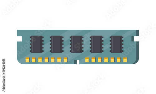 Computer random access memory isometric icon vector illustration. PC RAM access hardware component processor information storage isolated. Desktop data connection maintenance microchip